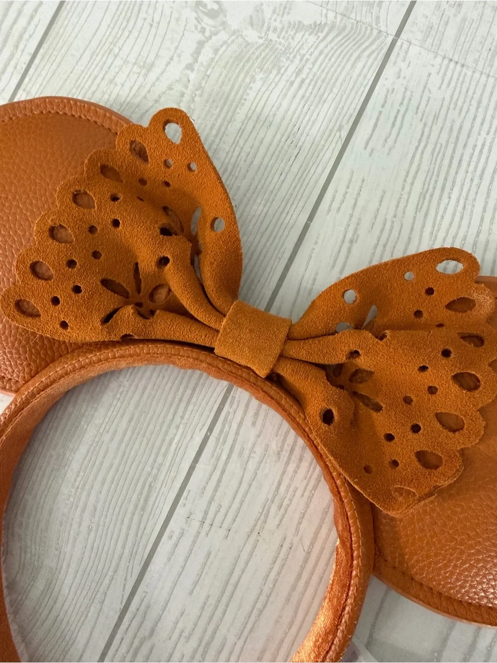 Disney Parks Minnie Desert Sand Autumn Orange Faux Leather Ears Boho Headband